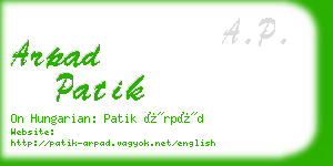 arpad patik business card